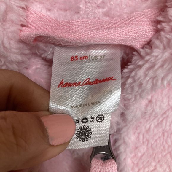 Hanna Andersson Size 2T 85 cm Baby Jacket In Marshmallow Coat Pink Hoodie - Picture 11 of 11